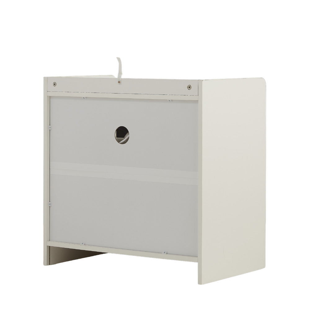 Night Stand Storage Cabinet Bedside Table with Led Lights and Sockets