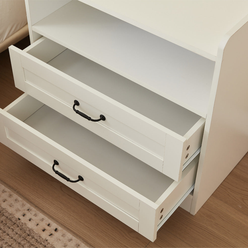 Night Stand Storage Cabinet Bedside Table with Led Lights and Sockets