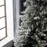 Pre-Lit Snowy Flocked Artificial Christmas Tree With Quick Pole And Skirt Option