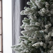 Pre-Lit Snowy Flocked Artificial Christmas Tree With Quick Pole And Skirt Option
