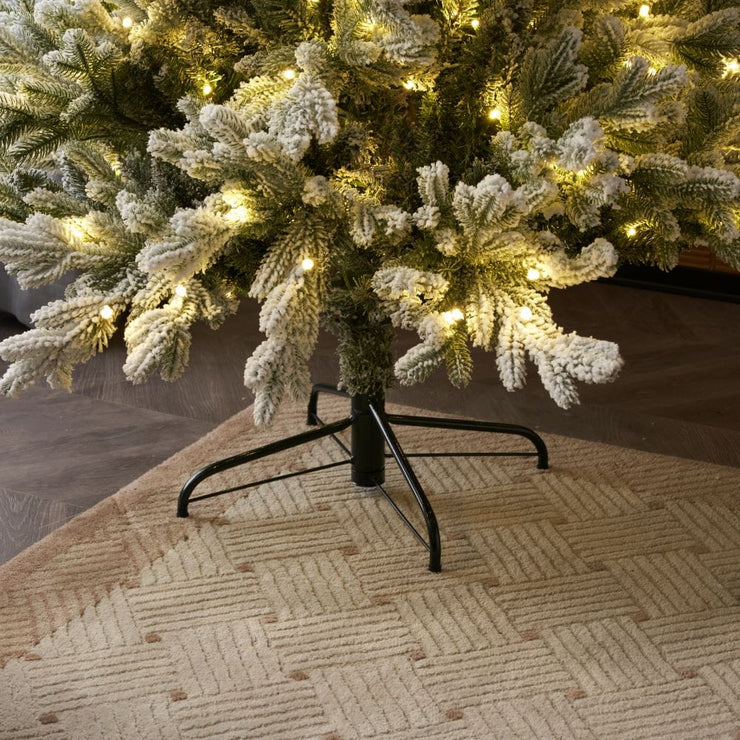Pre-Lit Snowy Flocked Artificial Christmas Tree With Quick Pole And Skirt Option