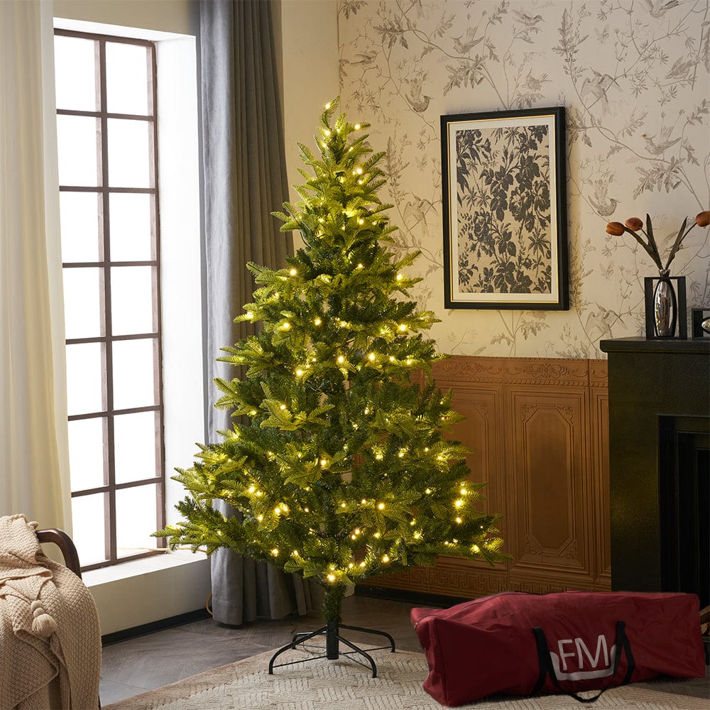 Pre-Lit Green Calgary Artificial Christmas Tree With Quick Pole And Skirt Option