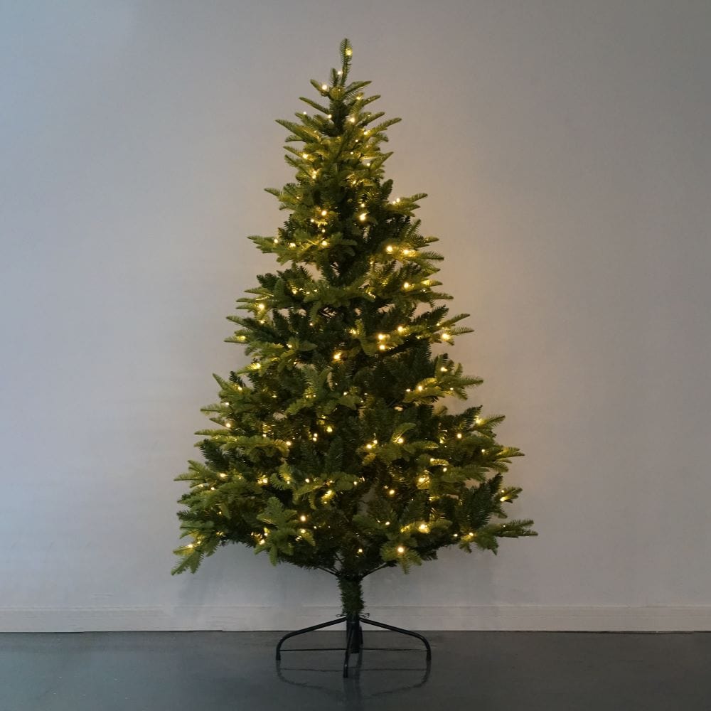 Pre-Lit Green Calgary Artificial Christmas Tree With Quick Pole And Skirt Option