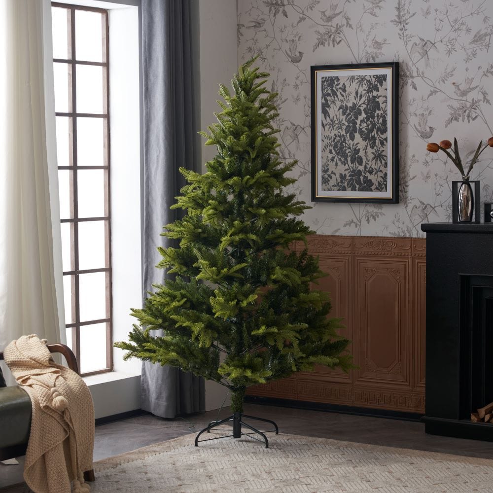 Pre-Lit Green Calgary Artificial Christmas Tree With Quick Pole And Skirt Option
