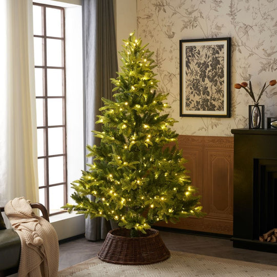 Pre-Lit Green Calgary Artificial Christmas Tree With Quick Pole And Skirt Option