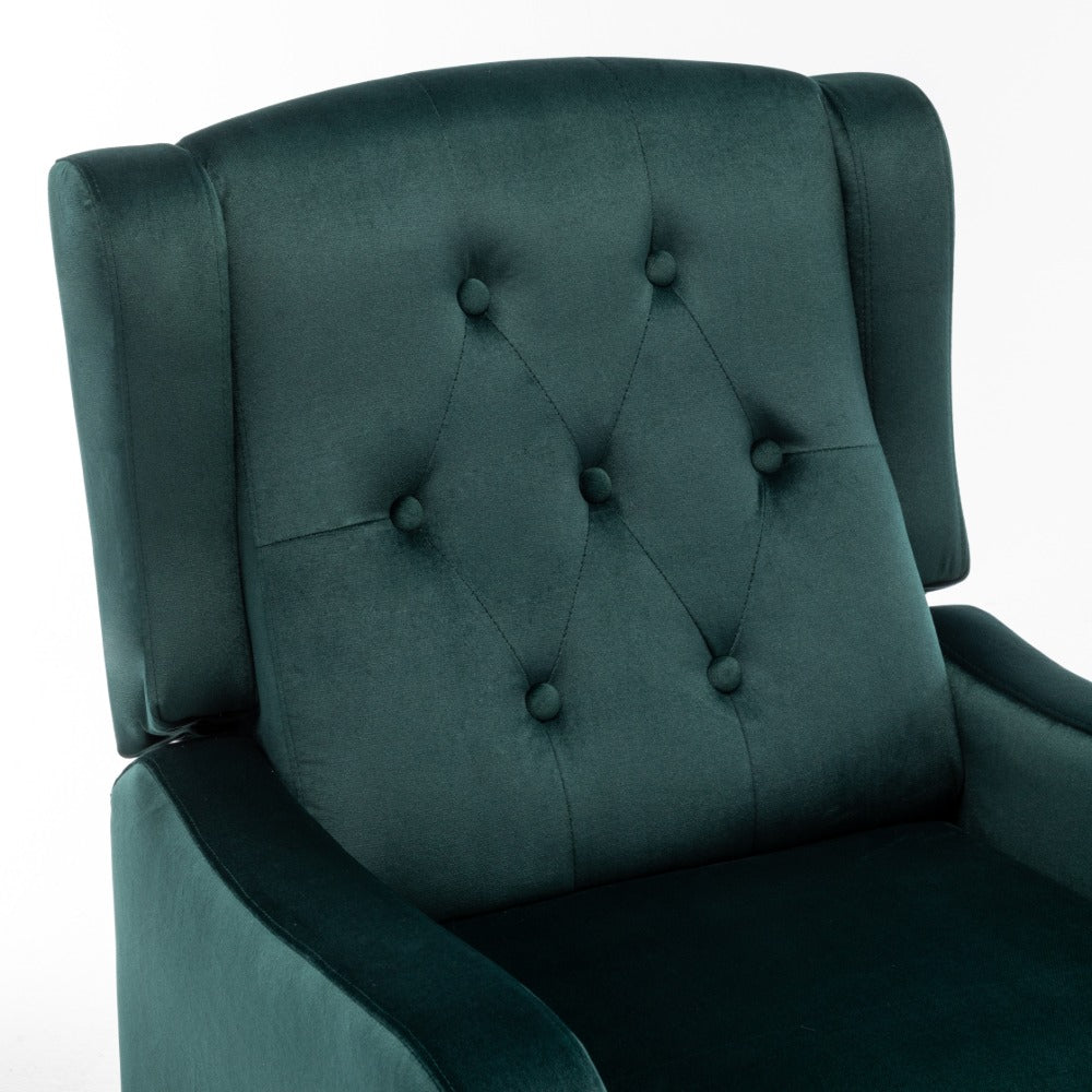Velvet Upholstered Push Back Recliner Armchair