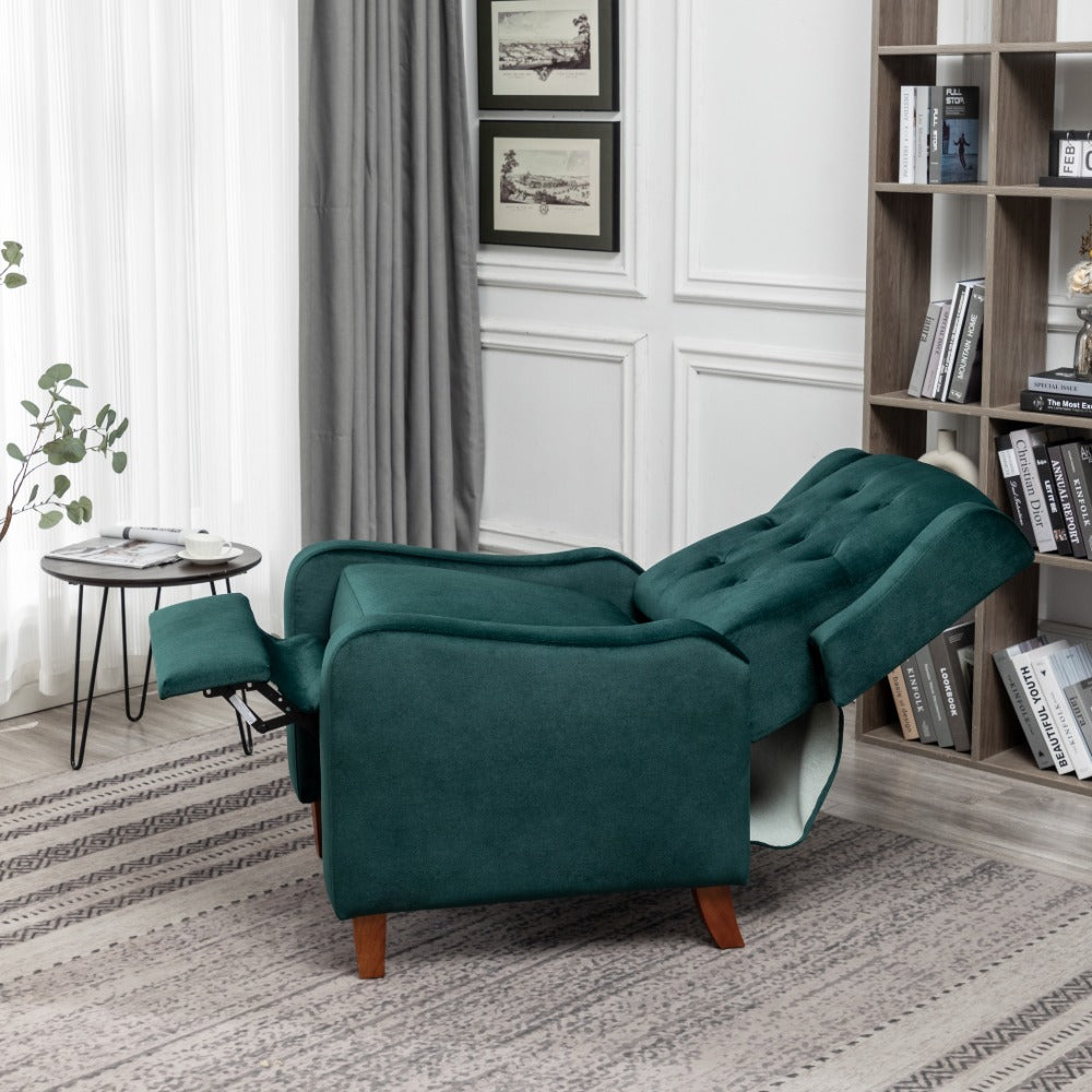 Velvet Upholstered Push Back Recliner Armchair
