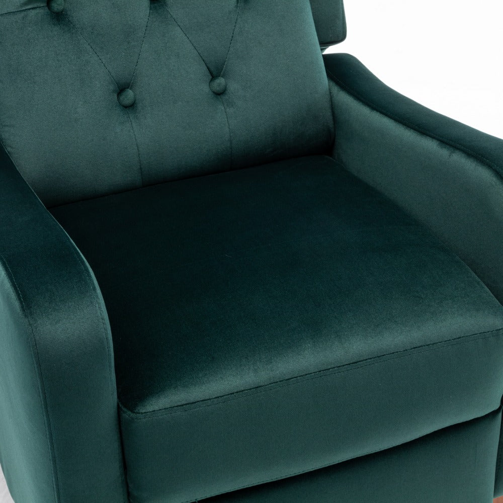 Velvet Upholstered Push Back Recliner Armchair