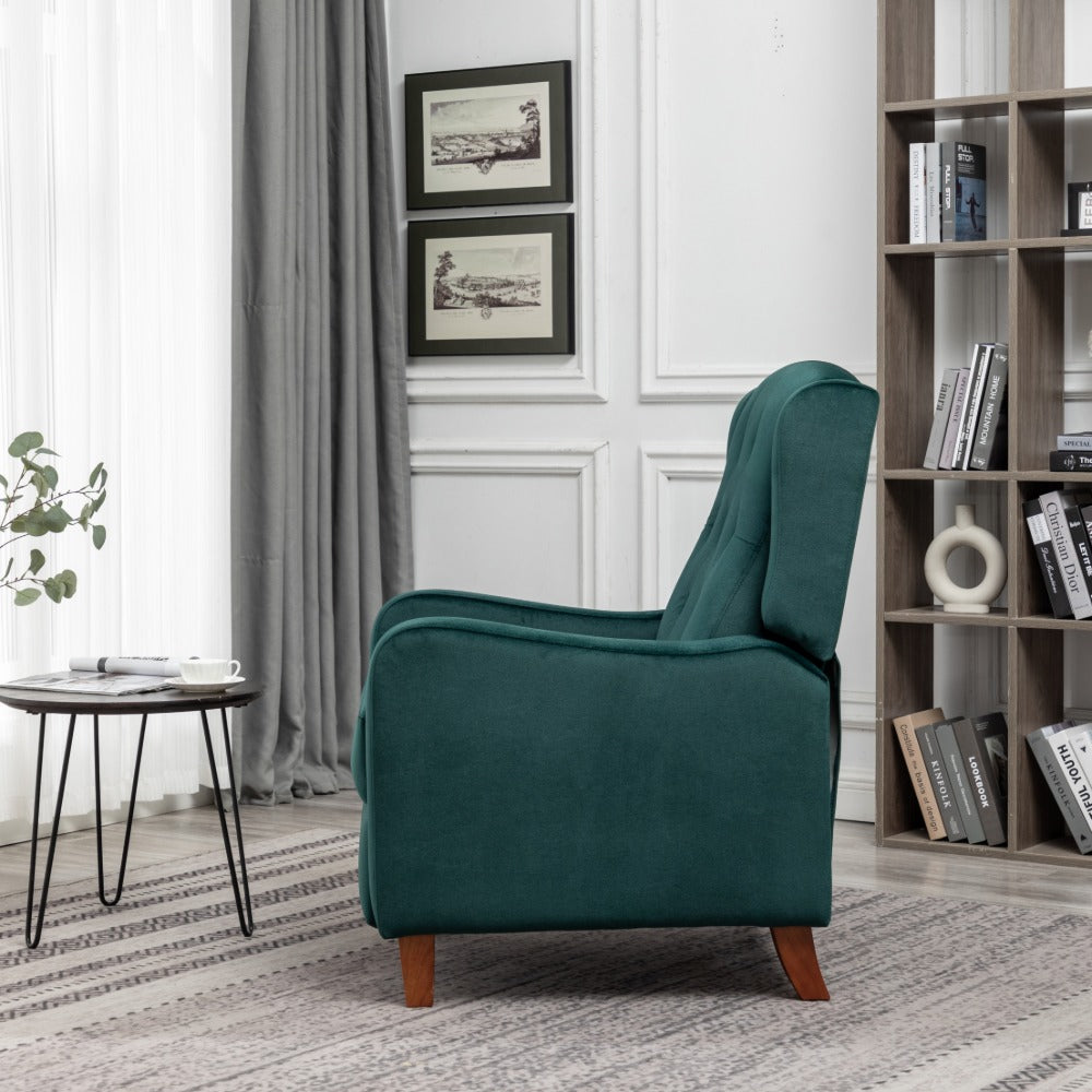 Velvet Upholstered Push Back Recliner Armchair