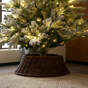 Pre-Lit Snowy Flocked Artificial Christmas Tree With Quick Pole And Skirt Option