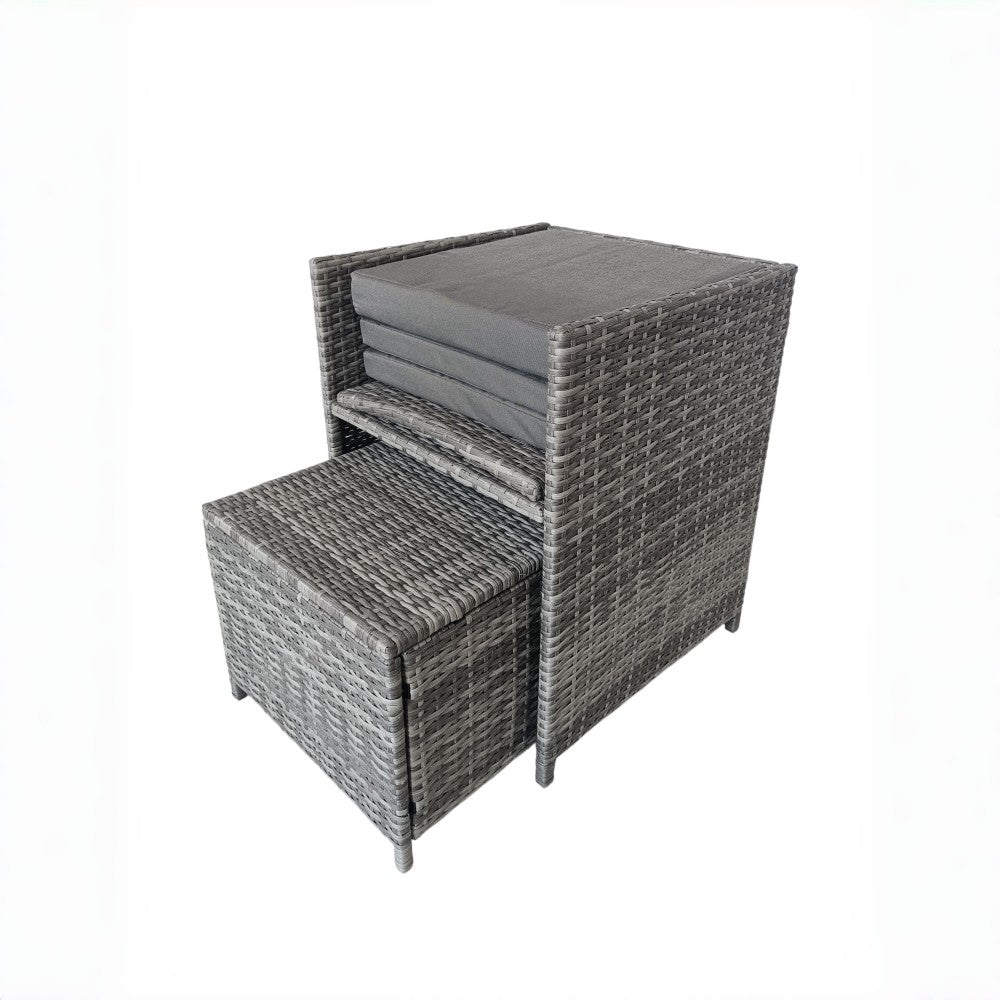 Eton Rattan Garden 8 Seater Cube Set In Grey