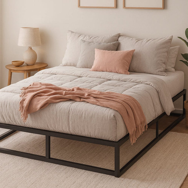 Basics Metal Platform Bed Frame with Slatted Frame Single Bed Double Bed King Bed