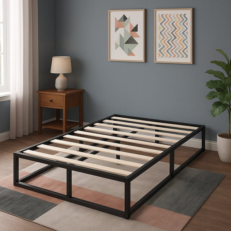 Basics Metal Platform Bed Frame with Slatted Frame Single Bed Double Bed King Bed