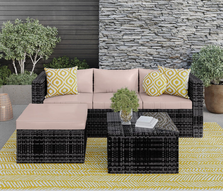 Vancouver 4 Seater Rattan Garden Furniture Set with Rain Cover
