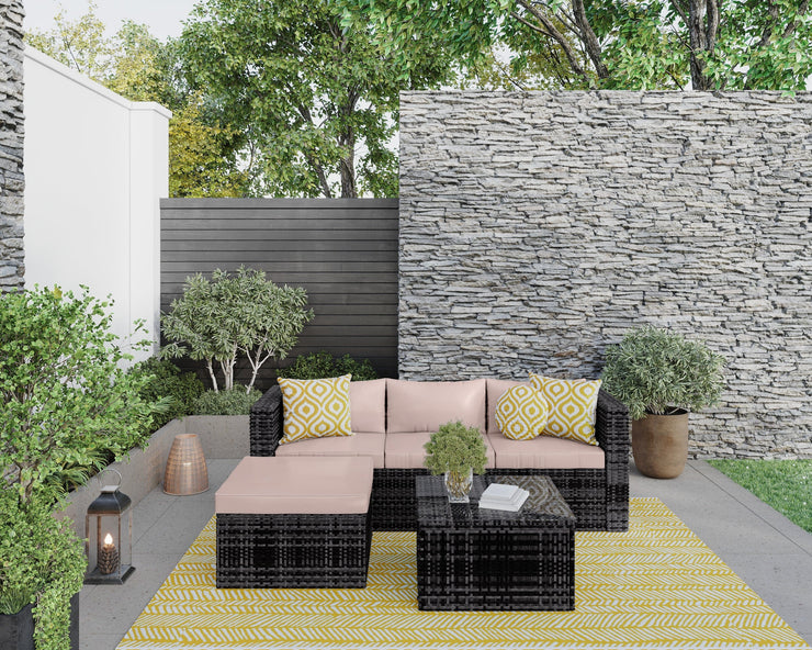 Vancouver 4 Seater Rattan Garden Furniture Set with Rain Cover