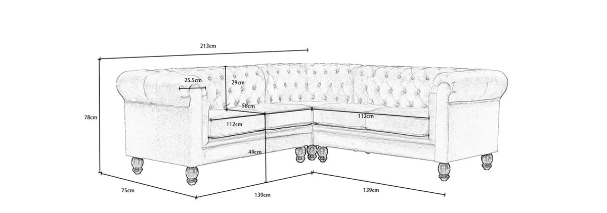 Chesterfield 5 Seater Velvet Corner Sofa