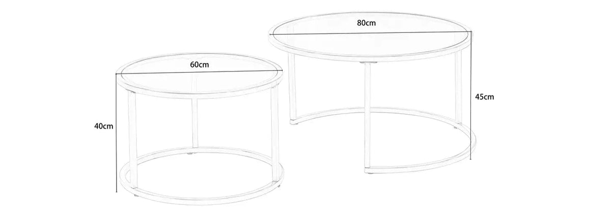 Etta Set Of 2 Nesting Coffee Table Round End Table with Glass Top