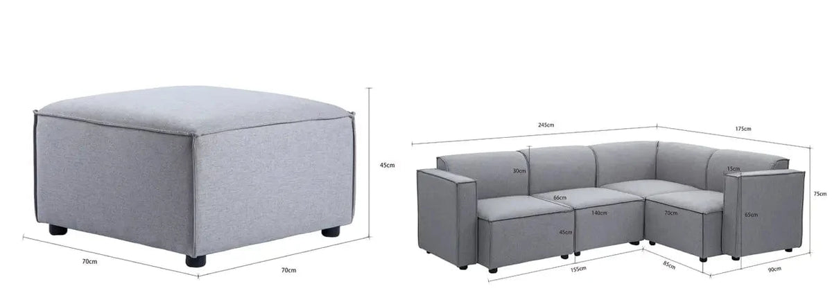 Tessa Modular 3 Seater Corner Sofa with Ottoman