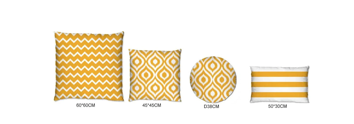 Ashcraft Waterproof Outdoor Scatter Cushion Set in Yellow Pattern