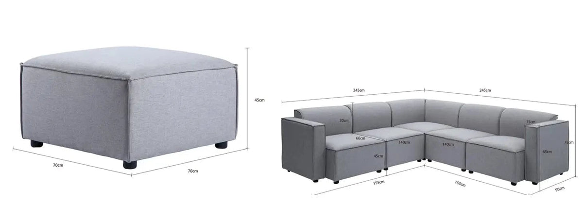 Tessa Modular 4 Seater Corner Sofa with Ottoman