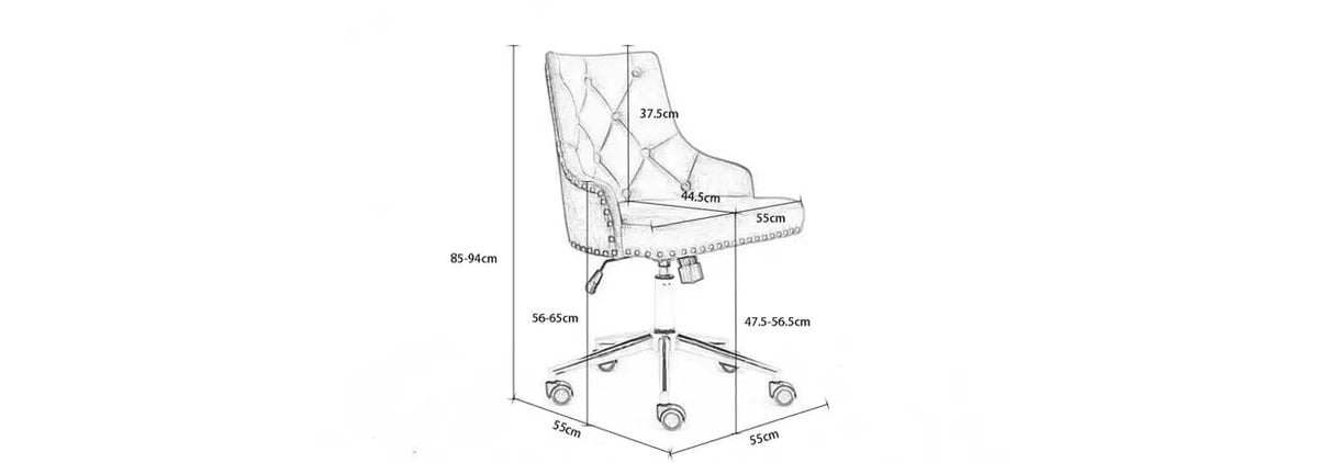 Avers Channel Tufted Velvet Office Chair with Gold Legs
