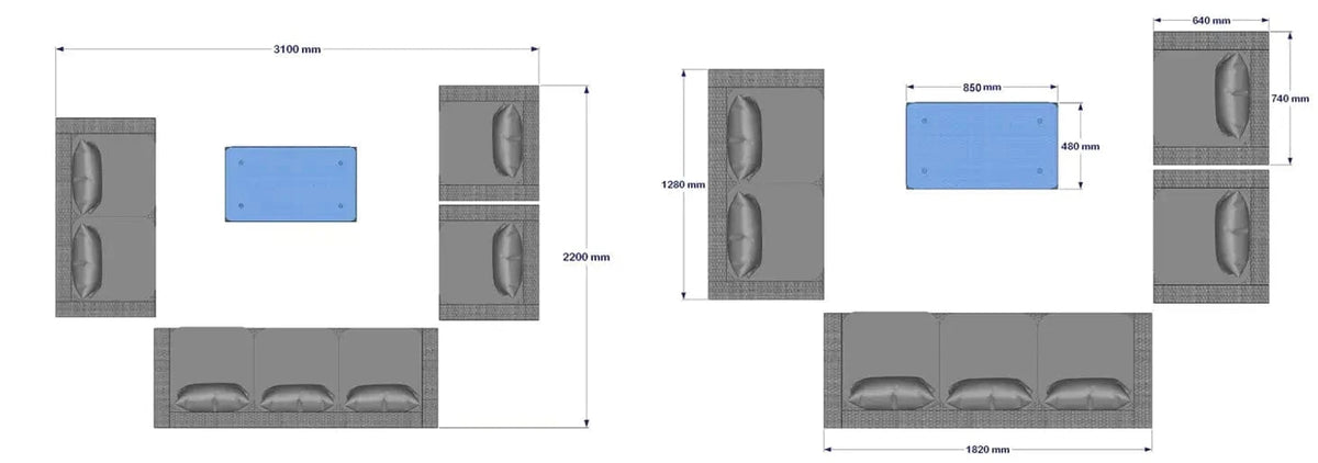 Vancouver 7 Seater Rattan Garden Sofa Set In Grey