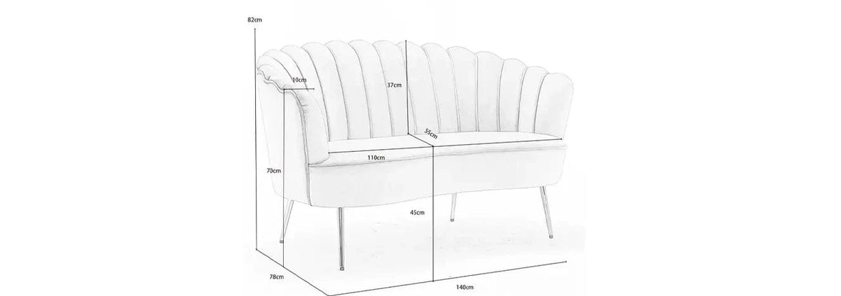 Mollis Plush Velvet Shell 3 Seater Sofa In Blue