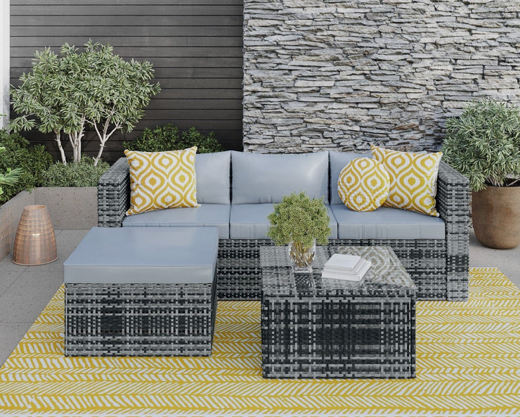Vancouver 4 Seater Rattan Garden Furniture Set with Rain Cover