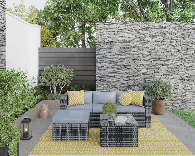Vancouver 4 Seater Rattan Garden Furniture Set with Rain Cover