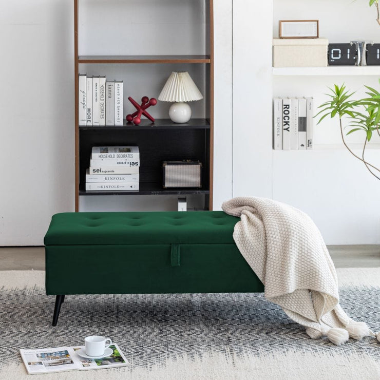 Hobart Velvet Foldable Storage Ottoman Bench