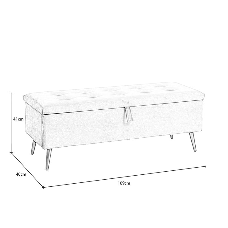 Hobart Velvet Foldable Storage Ottoman Bench