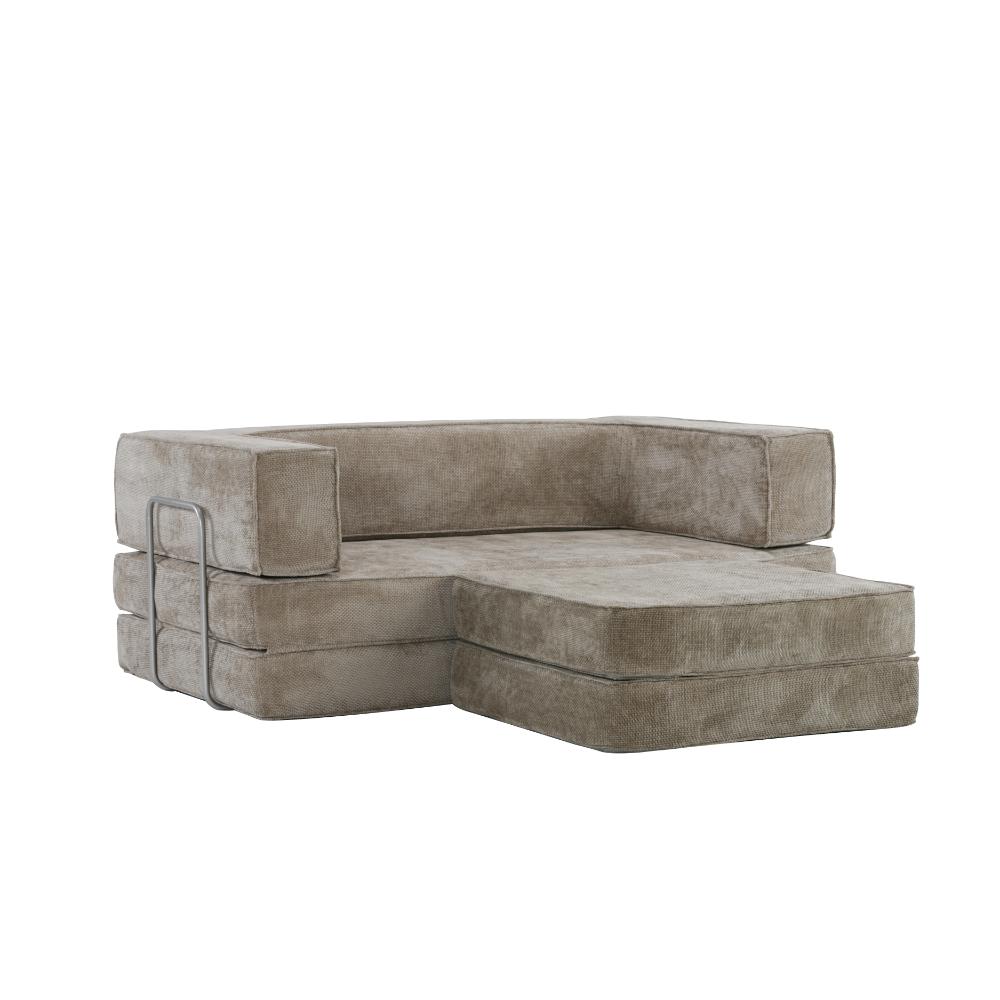 Hugspacee Velvet Compressed Daybed lounge Sofa with Ottoman
