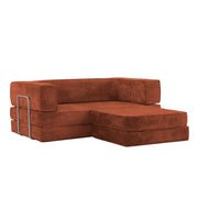 Hugspacee Velvet Compressed Daybed lounge Sofa with Ottoman