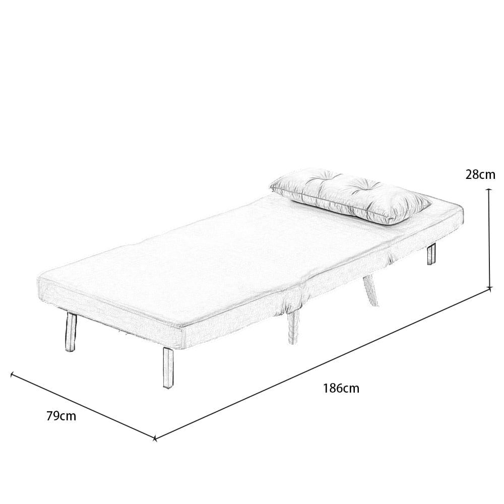Jola Velvet Foldable Sofa Bed with Pillow 1 Seater
