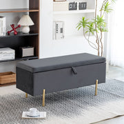 Velvet Storage Ottoman With Brushed Gold Legs