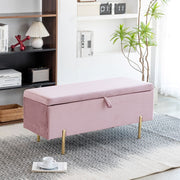 Velvet Storage Ottoman With Brushed Gold Legs