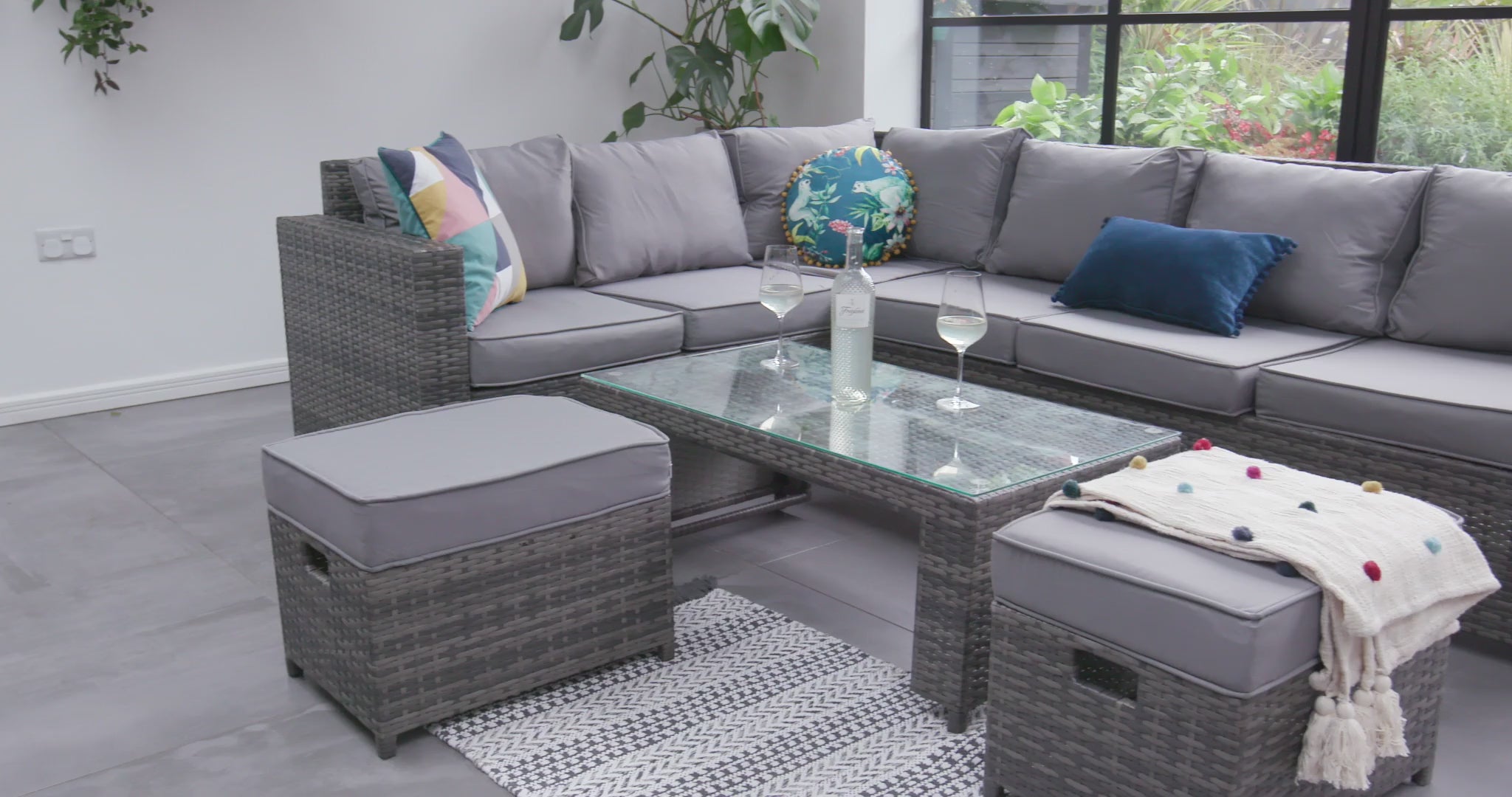 Barcelona Grey Modular 8 Seater Rattan Corner Sofa Set | Furniture