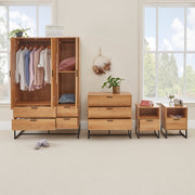 Belluno Industrial Style Bedroom Set with Wardrobe Chest and 2 Bedsides