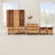 Belluno Industrial Style Bedroom Set with Wardrobe Chest and 2 Bedsides