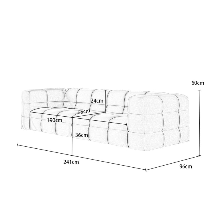 Serenity Latex Foam Boucle Sofa Ottoman Set In Grey