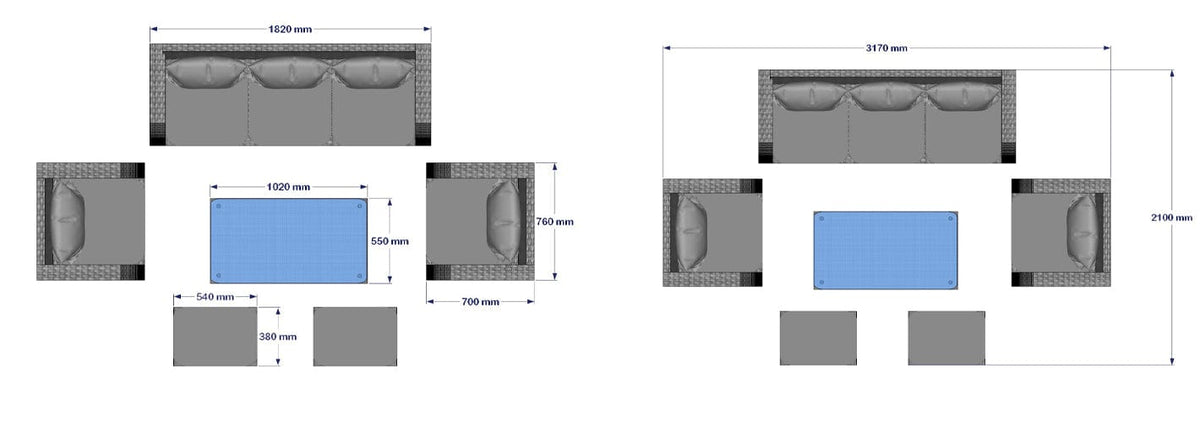 Lotus 7 Seater Rattan Garden Recliner Cube Sofa Set In Grey