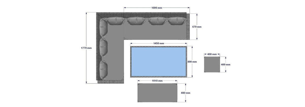 Rosen 9 Seater Rattan Garden Dining Set With Storage Bench In Grey