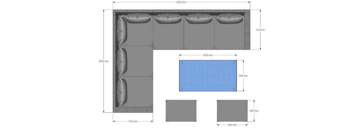 Barcelona Grey Modular 8 Seater Rattan Corner Sofa Set