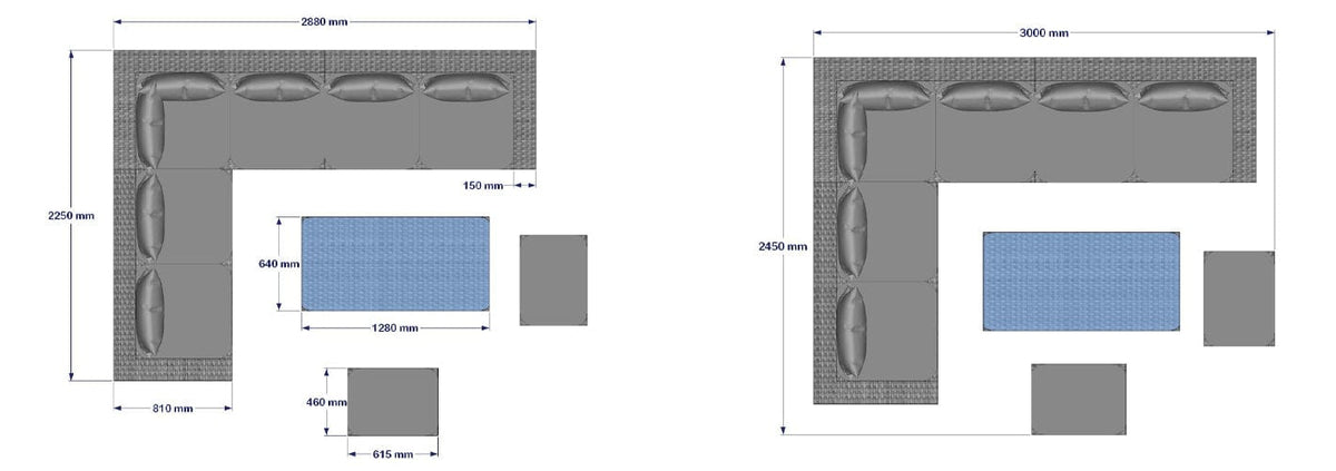 Papaver 8 Seater Rattan Furniture Garden Sofa Set In Grey