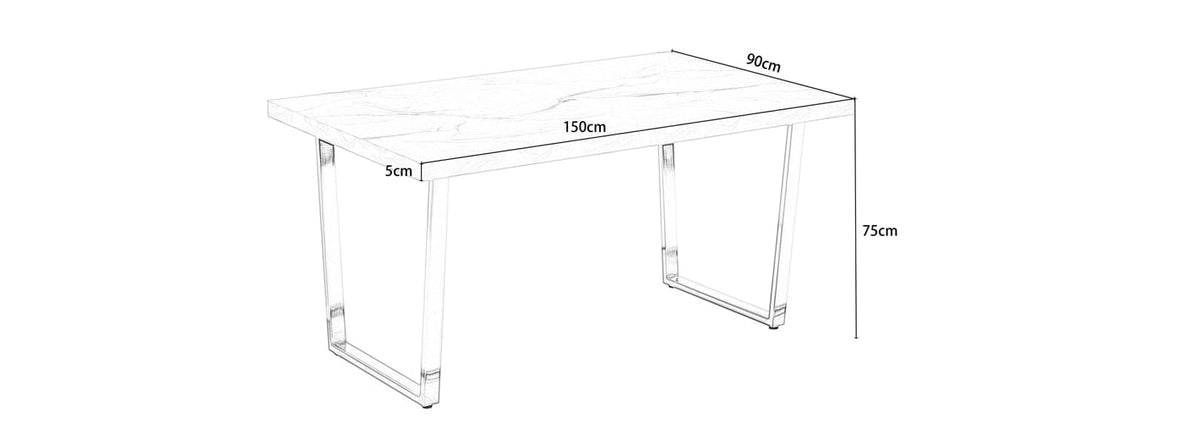 Etta 150cm Marble Effect Trestle 6-8 people Dining Table
