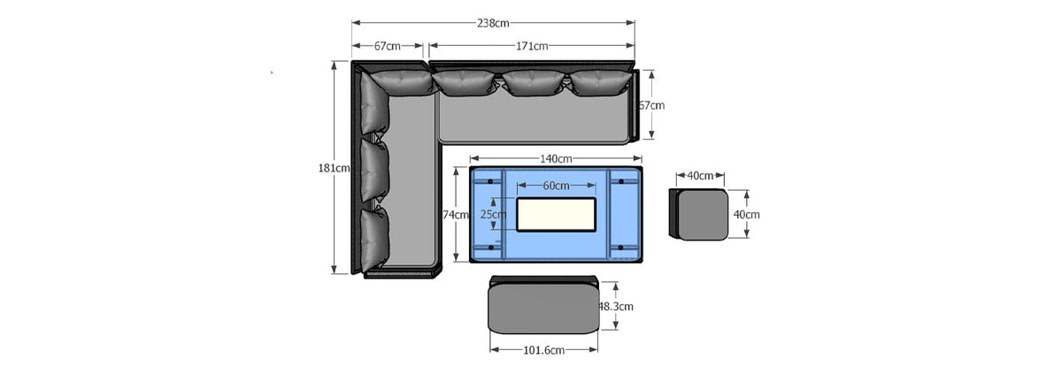 Rosen 9 Seater Rattan Garden Furniture Corner Sofa Set with Fire pit Dining Table