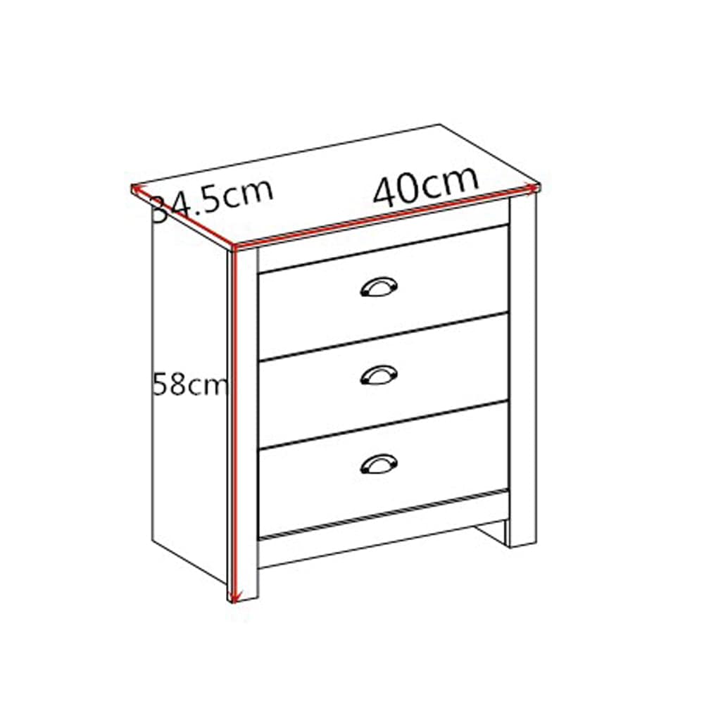 Heritage 3 Drawer Bedside Table Bedside Cabinet