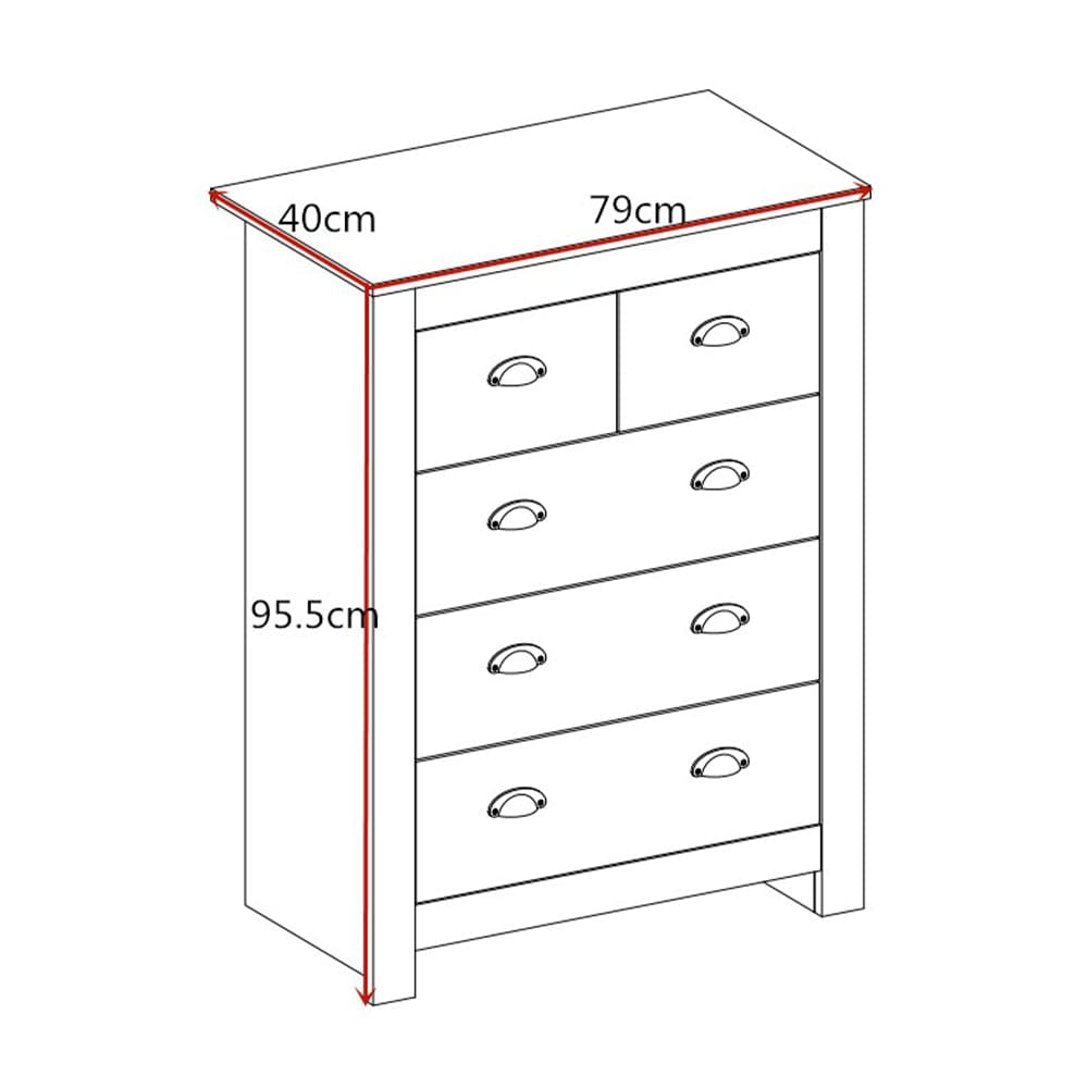 Heritage 3+2 Chest Of Drawers Storage Cabinet