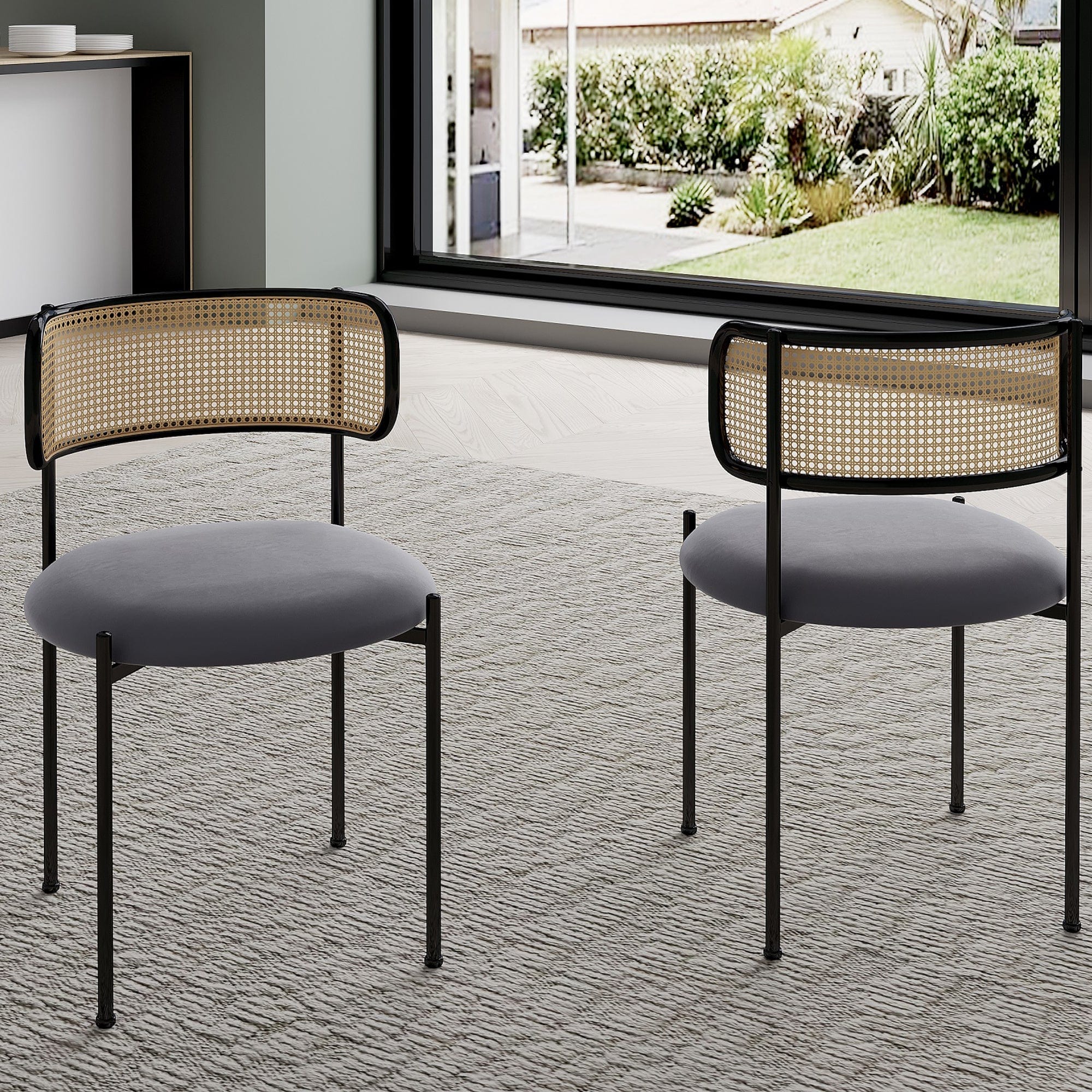 Boho 120CM Glass Top Rattan Dining Table Set With Chairs And Bench