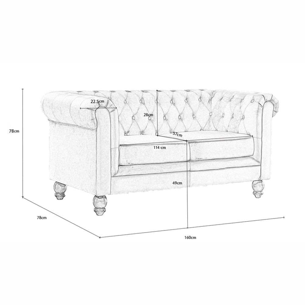 Chesterfield 2 Seater Velvet Sofa